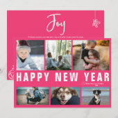 Happy New Year Photo Collage Holiday Card シーズンカード (正面/裏面)