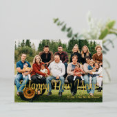 Happy New Year Photo Greeting Card With Real Foil 箔シーズンカード (立ち正面)