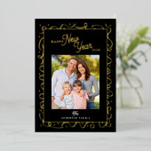 Happy New Year Photo Message Script Gold 箔シーズンカード (立ち正面)