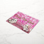 Happy New Year Pink Glitter Glam 2026 Postcad cat 箔シーズンポストカード (回転した状態)