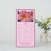 Happy New Year Pink Plumeria Flower 2026 Calendar  シーズンカード (スタンド正面)