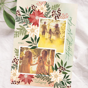 Happy New Year Poinsettiaの写真数々の シーズンカード