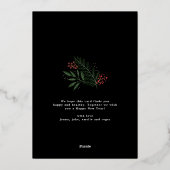 Happy New Year Premium Onyx Poinsettia写真 箔シーズンカード (裏面)