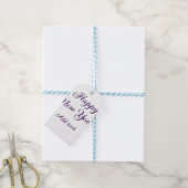 Happy new year purple calligraphy simple minimal  ギフトタグ (より糸付き)