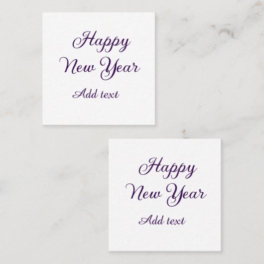 Happy new year purple calligraphy simple minimal  スクエア名刺 (正面/裏面)