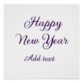 Happy new year purple calligraphy simple minimal  ポスター (正面)