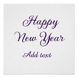 Happy new year purple calligraphy simple minimal  ポスター