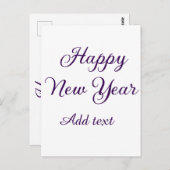 Happy new year purple calligraphy simple minimal  ポストカード (正面/裏面)