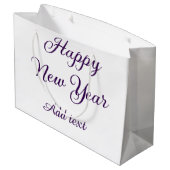 Happy new year purple calligraphy simple minimal  ラージペーパーバッグ (裏面アングル)