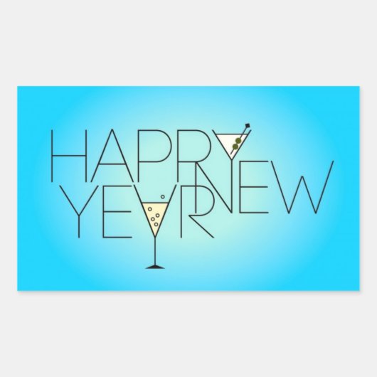 Happy New Year Rectangleスタンプ 長方形シール (正面)