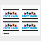 Happy New Year Rectangleスタンプ 長方形シール (シート)