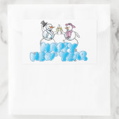 Happy New Year Rectangleスタンプ/雪だるま 長方形シール (バッグ)