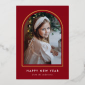 Happy New Year Red Arch Photo 箔シーズンカード (正面)