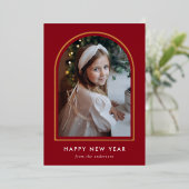 Happy New Year Red Arch Photo 箔シーズンカード (立ち正面)