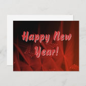 Happy New Year Red Gleem抽象芸術フラクタル・アート ポストカード (正面/裏面)