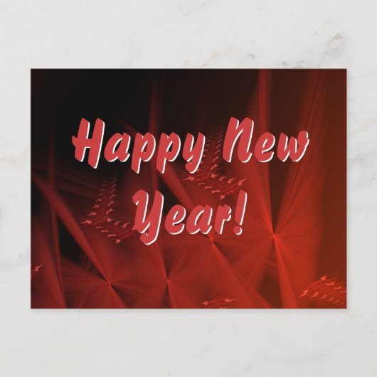 Happy New Year Red Gleem抽象芸術フラクタル・アート ポストカード (正面)