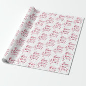 Happy New Year Red Script Holiday Wrapping Paper ラッピングペーパー (アンロールド)