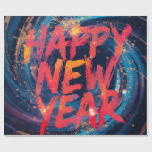 Happy New Year Red sparkle script ラッピングペーパー (フラット)