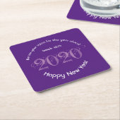 Happy New Year RENEW VISION 2020 スタイリッシュ パープル スクエアペーパーコースター (アングル)