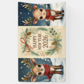 happy new year rustic party banner 横断幕 (縦)