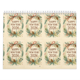 happy new year rustic wall calendar 2026 カレンダー