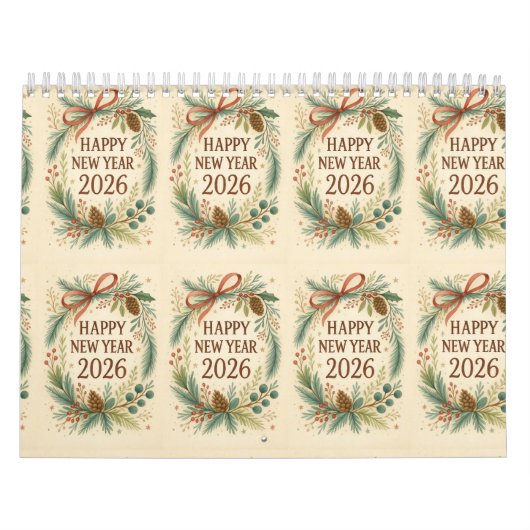 happy new year rustic wall calendar 2026 カレンダー (カバー)