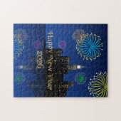 Happy New Year’s Eve Midnight Fireworks City Light ジグソーパズル (横)