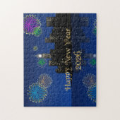 Happy New Year’s Eve Midnight Fireworks City Light ジグソーパズル (縦)