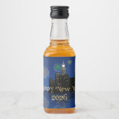 Happy New Year’s Eve Midnight Fireworks City Light リキュールボトルラベル (正面)