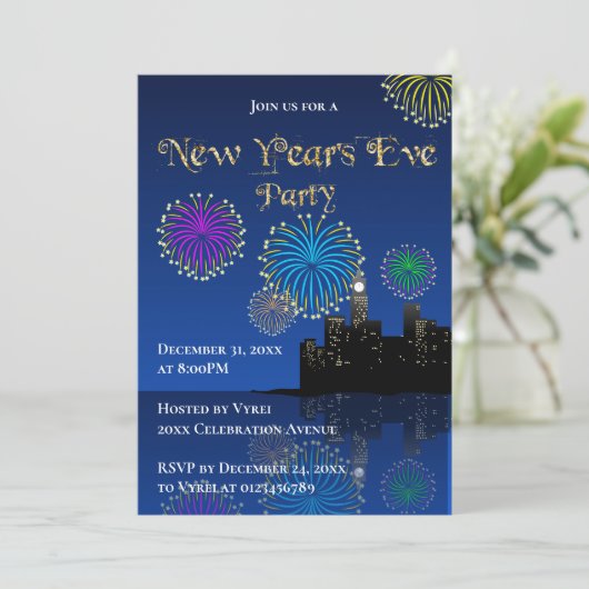 Happy New Year’s Eve Midnight Fireworks City Light 招待状 (スタンド正面)