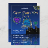 Happy New Year’s Eve Midnight Fireworks City Light 招待状 (正面/裏面)