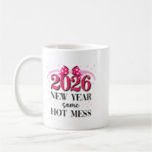 Happy New Year Same Hot Mess 2026 New Year Coquett コーヒーマグカップ (左)