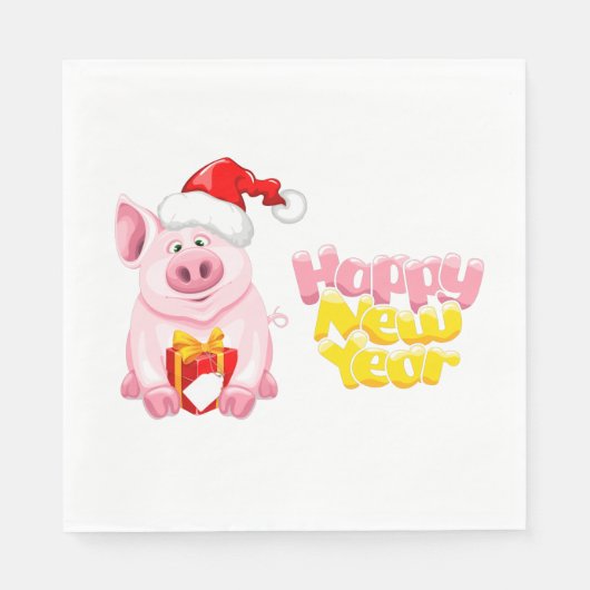 happy new year santa claus christmas pig スタンダードランチョンナプキン (正面)