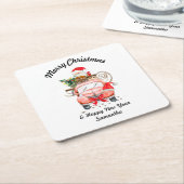 Happy new year Santa gift boxes スクエアペーパーコースター (アングル)