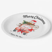Happy new year Santa truck merry Christmas ペーパープレート (アングル)