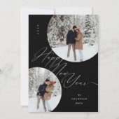 Happy New Year Scriptタイポグラフィ写真クリスマス シーズンカード (正面)