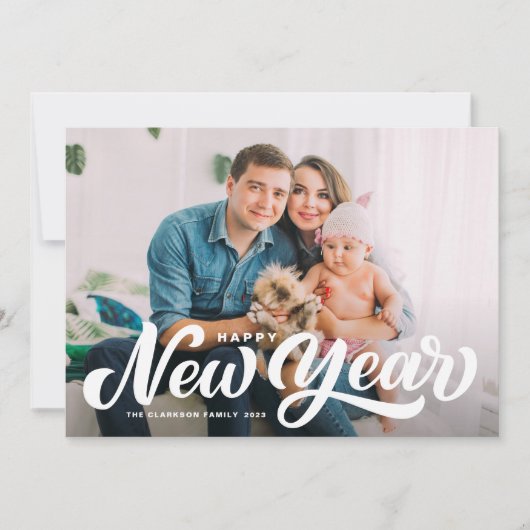 Happy New Year Scriptフォトアはっきりしたーレイ シーズンカード (正面)