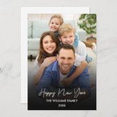 Happy New Year Scriptブラックコラージュ数々の – 写真 シーズンカード (正面/裏面)