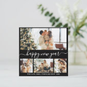 Happy New Year Script白黒写真コラージュ シーズンカード (スタンド正面)