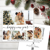 Happy New Year Script白黒4 Photo Collage シーズンカード