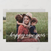 Happy New Year Script 2家族の写真のカスタム シーズンカード (正面/裏面)
