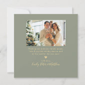 Happy New Year Script 4 Photo Collage Sage Green シーズンカード (裏面)