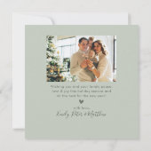 Happy New Year Script 4 Photo Collage Sage Green シーズンカード (裏面)