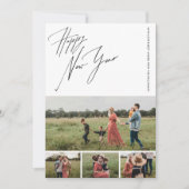 Happy New Year Script 6-Photo Collage Family シーズンカード (正面)