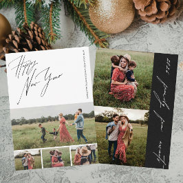 Happy New Year Script 6-Photo Collage Family シーズンカード