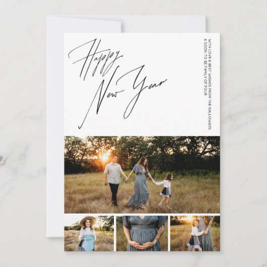 Happy New Year Script 6-Photo Collage Pregnancy シーズンカード (正面)