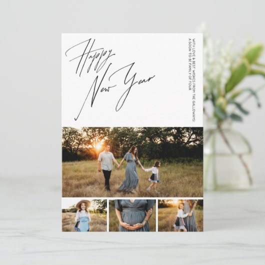 Happy New Year Script 6-Photo Collage Pregnancy シーズンカード (スタンド正面)