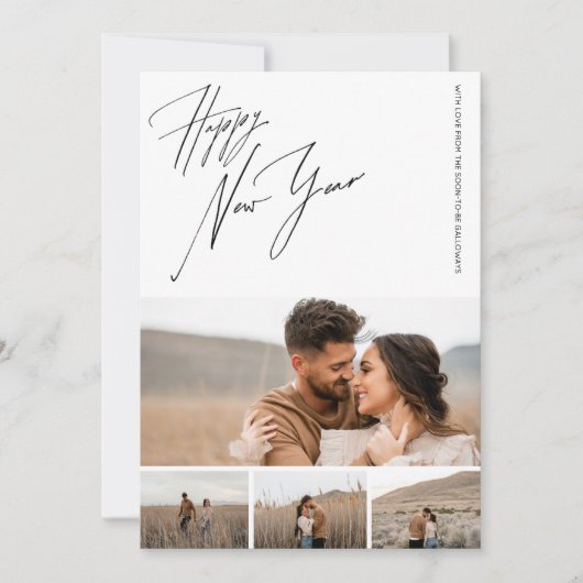 Happy New Year Script 6-Photo Engaged Couples シーズンカード (正面)