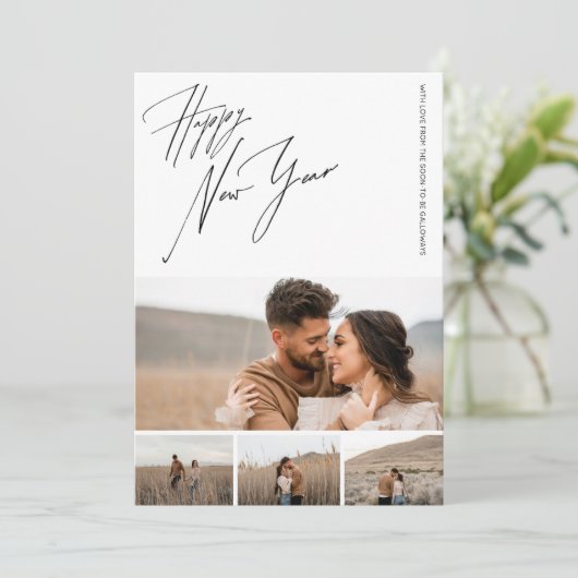 Happy New Year Script 6-Photo Engaged Couples シーズンカード (スタンド正面)