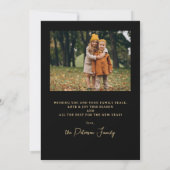 Happy New Year Script Black Gold Arch 3 Photo シーズンカード (裏面)